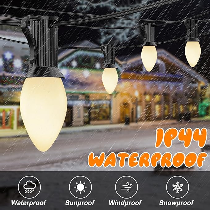 GOOTHY 25 Pack C7 LED Night Light Bulb, C7 White Outdoor Christmas String Light Replacement Bulbs Waterproof, E12 LED Candelabrae Base Bulbs, 0.6 Watt Saving Enengy Chandelier Bulb