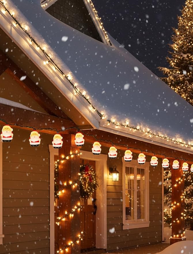 8.5Ft Christmas Santa Light, Christmas Decorations String Lights with 10 Santa Claus Bulbs, Plug in Hanging Fairy Lights for Indoor Party Kid's Room Xmas Tree Patio Bedroom Garden Decor