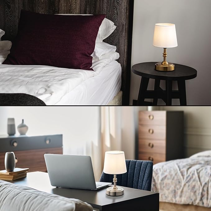 O’Bright Seraph mini – Cordless LED Table Lamp with Dimmer, Built-in Rechargeable Battery, 3-Level Brightness, Patio Table Lamp, Bedside Night Lamp, Ambient Light for Restaurant, Antique Brass