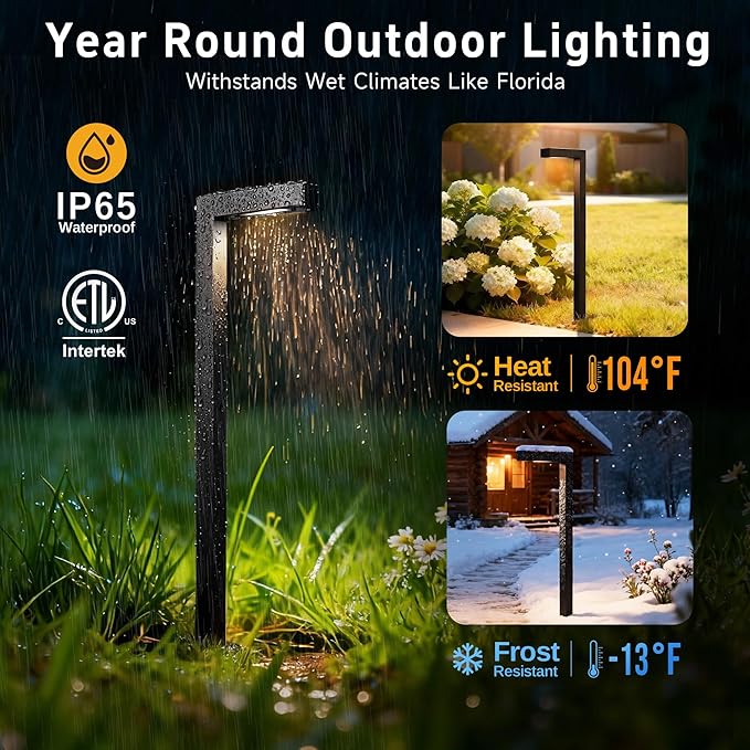 Gardenreet Brass Hardwired Landscape Path Lights, 2700K/3000K/4000K Adjustable 12V Low Voltage Pathway Light IP65 Waterproof, Outdoor Walkway Lighting, Bronze for Patio Lawn with G4 Bulb (6 Pack)