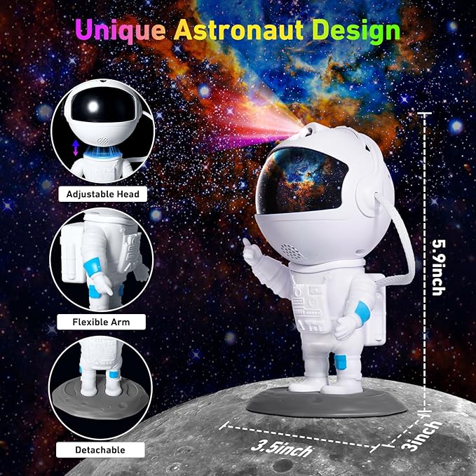 Astronaut Galaxy Projector, Star Projector with 12 Space Films, Galaxy Projector for Bedroom with Timer, Planetarium Projector Night Light Ceiling Nebula for Kids Adults Gift Living Game Room Decor