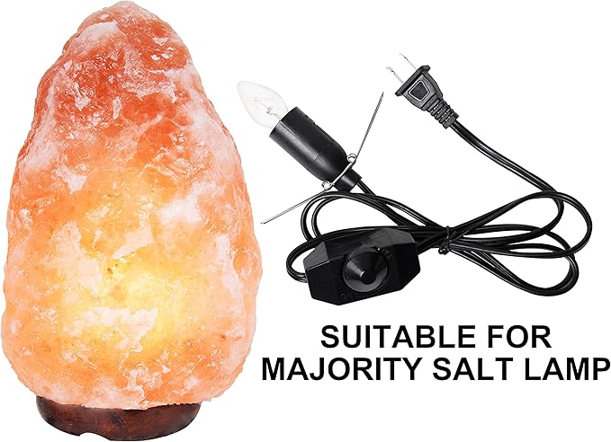 Venforze Himalayan Salt Lamp Cord (5 Feet Cord with Metal Clip) with Dimmer Switch, Original Replacement Cord and 6 Packs E12 Halogen Salt Lamp Bulbs