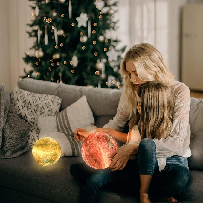 Moon Lamp, Night Light, 16 Colors Galaxy Lamp 3D Printing Moon Light with Stand/Remote Control/Touch/USB Rechargeable/Timer, Moon Night Light for Kids Friend, Home decor Mothers Day Gifts (4.8 inch)