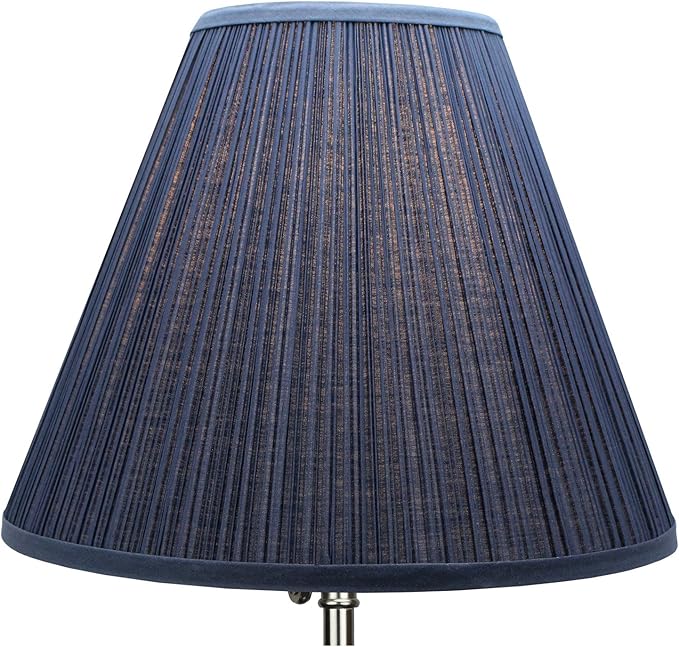 FenchelShades.com 6" Top Diameter x 14" Bottom Diameter x 12" Slant Height Fabric Barrel Lampshade Spider Attachment (Pleated Navy Blue)