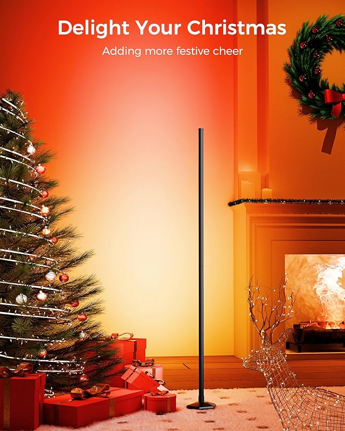 2PCS Smart RGB LED Corner Floor Lamp with App and Remote Control, 65" Color Changing Standing Lamp with Music Sync and 16 Million DIY Colors, Modern Floor Lamps for Bedroom Living Room Gaming Rooms