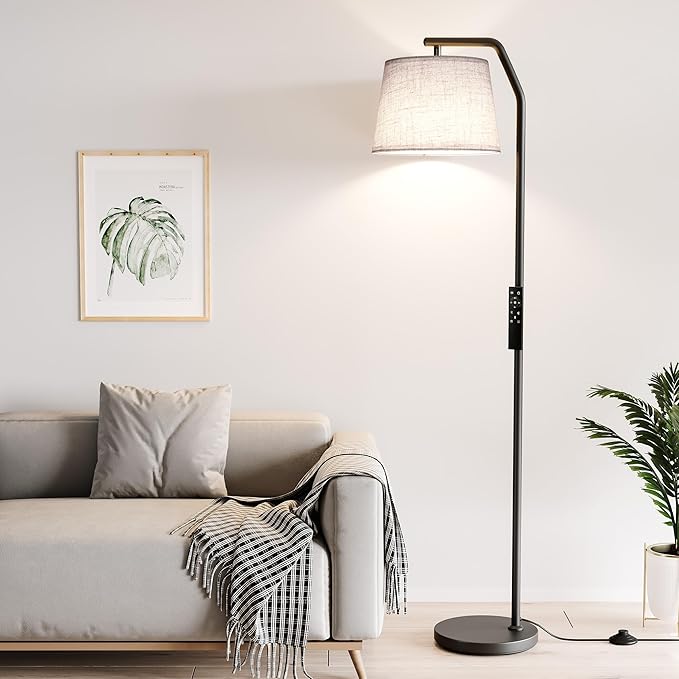 SUNMORY Floor Lamps for Living Room, Tall Standing Lamp with Romote Control & Stepless Dimmable Bulb, Modern Floor Lamp with Adjustable Lampshade, Arc Lamp for Bedroom Office