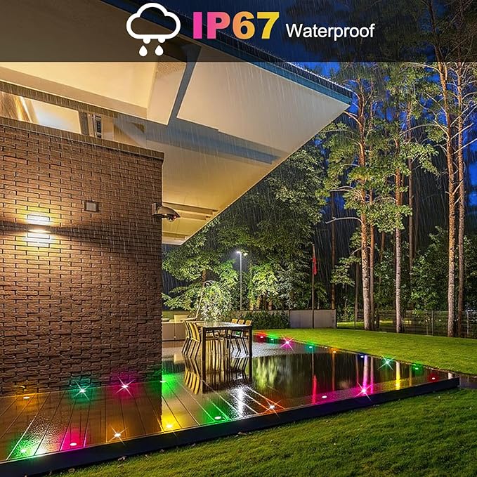 FVTLED Recessed LED Deck Lights Kit, Φ1.77 Low Voltage WiFi Pixel RGBW+IC Deck Lighting Work with Alexa/Google Home, IP67 Waterproof Outdoor Step Lights DC12V for Garden,Steps,Stair(30 Pack, Black)