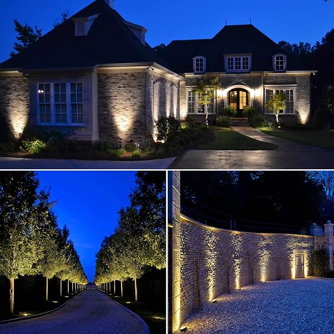 Junview Low Voltage Landscape Lights with Connectors Grated Top Anti-Glare LED Well Lights 12V-24V Waterproof Outdoor In-Ground Light 3000K Landscape Lighting for Garden Yard Deck Pathway (14)