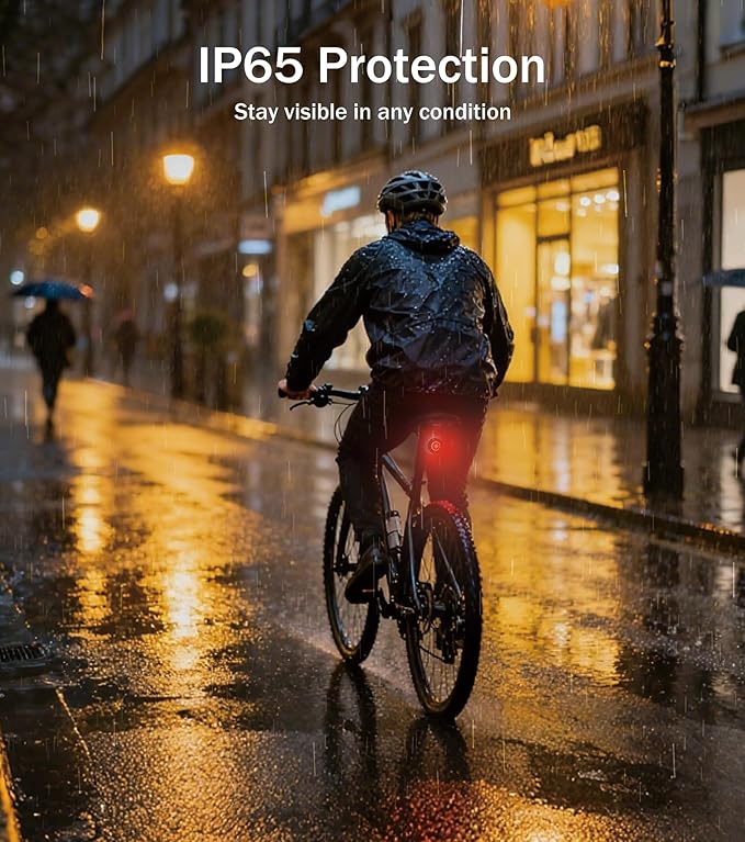 Smart Rechargeable Bike Tail Light: with Apple Find My(iOS Only), IP65 Waterproof, 5 Modes, USB-C Ports, Bright LED Safety Rear for Bicycle Road Mountain, Night Riding Essential