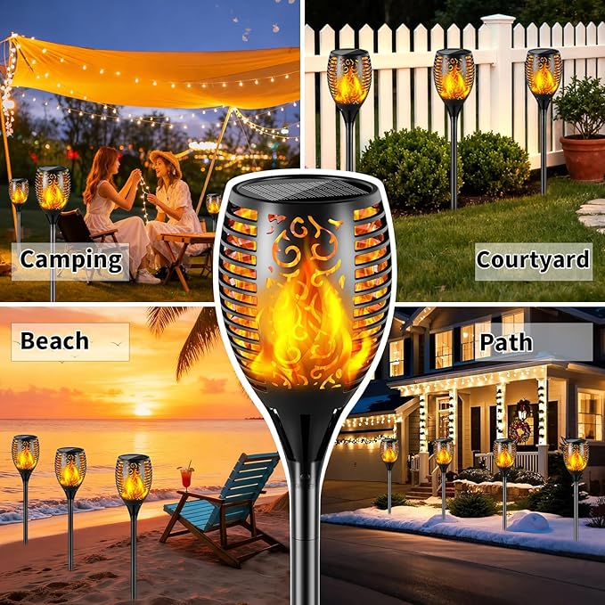 Solar Lights Outdoor 99 LED Higher & Larger Flickering Flame Solar Torch Lights 43" Waterproof Outdoor Lighting Solar Powered Pathway Lights Christmas Decorations for Garden Patio Yard, 2Pack