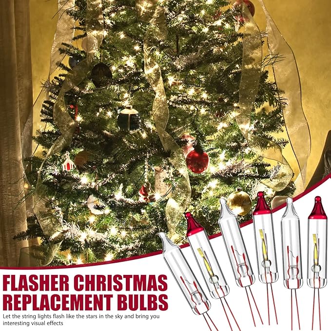 Ganeen Christmas Replacement Mini Incandescent String Light Bulbs Wire Flasher Bulbs 2.5 V 3.5 V Incandescent Flasher Bulbs, Christmas Lights Decor for Home Bedroom Xmas Tree(Warm White, 496 Pcs)