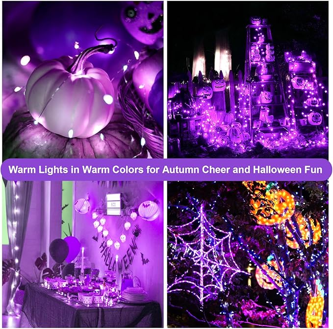 ZGWJ Fairy Lights Battery Operated, 12 Pack Twinkle String Lights 20 LED 7FT 3 Lighting Modes Waterproof for Bedroom, Halloween, Christmas, Party Indoor and Outdoor Decoration Purple