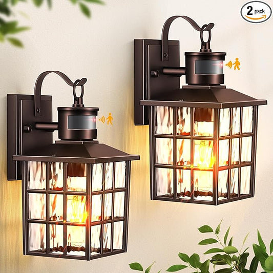 VIANIS 2 Pack Motion Sensor Outdoor Lights for House, Oil Rubbed Bronze Farmhouse Outdoor Porch Lights Wall Mount, 100% Aluminum Exterior Sconce Lights for Coach, Outdoor Garage Lighting Fixtures