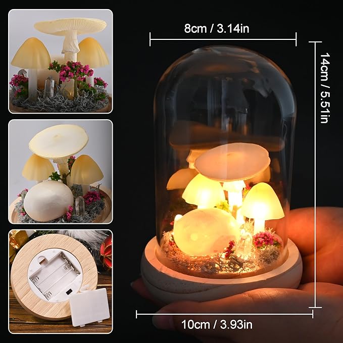 QUELIEN Mushroom Lamp,Mothers Day Mom Gifts for Mom,Light Up Mushroom in Glass Dome,Birthday Party Decorations,Ideal Birthday Gift,GirlfriendGift