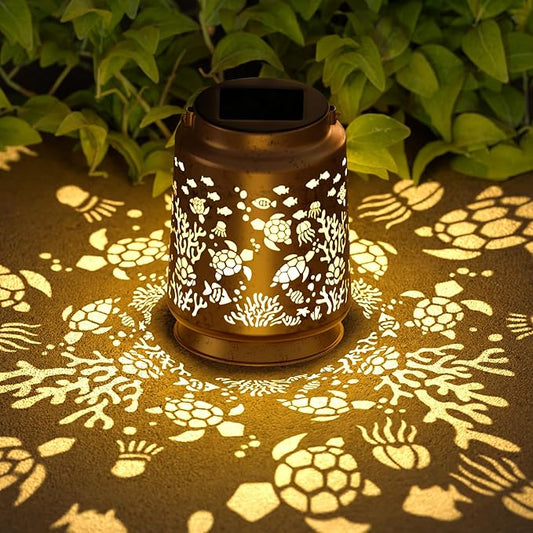 Sea Turtle Solar Lantern for Garden Outdoor Decor – Hanging Metal Light Decoration for Patio, Yard, Lawn, Pathway, Backyard – Birthday Gift for Mom, Women, Grandma