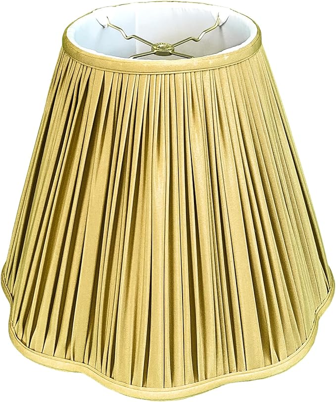 Royal Designs, Inc. BS-754-14AGL Bottom Scallop Gather Pleat Basic Lamp Shade, 7 x 14 x 11.5, Antique Gold