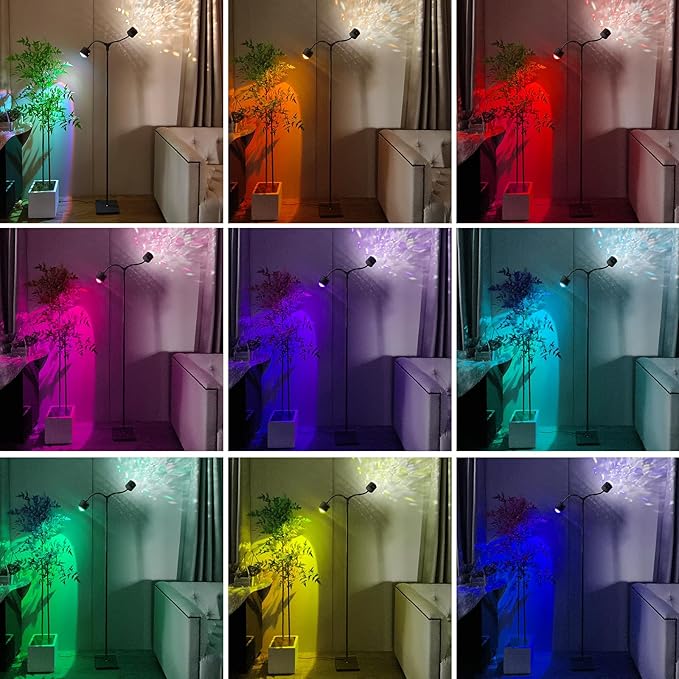 Sunset Lamp Projector Led Lights 3D Ocean Wave with Remote, 16 Colors Night Light 720° Rotation & Four Mode with American Standard Plug, Modern Floor Stand Night Light for Bedroom (Black Double-End)