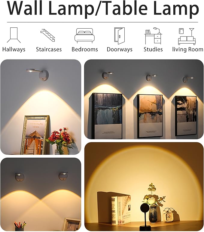 2200mAh Cat's Eye Bulb Motion Sensor Picture Light, Spotlight Painting Light, LED Wall Sconce, Night Light Lamp, Rechargeable 3 Color & Dimmable Magnetic 360° Rotation with Remote (White, 1 Pcs)