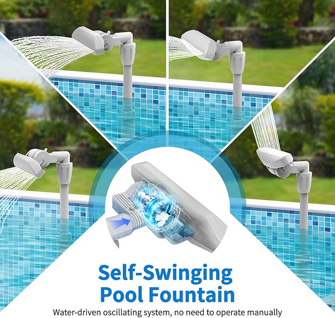 Klleyna Swimming Pool Fountain for Above & In-Ground Pools, Pool Waterfall Water Cooler Sprinkler Sprayer Summer Party Decor (E-Gray Swing)