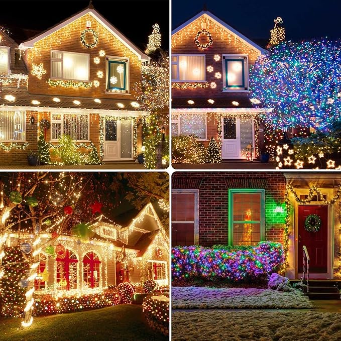 Warm White to Multicolor Color Changing 200 LED 66FT Connectable Christmas String Lights for Outdoor Indoor, 11 Modes Christmas Tree Clear Wire Fairy Waterproof Lights with Memory & Remote & Timer