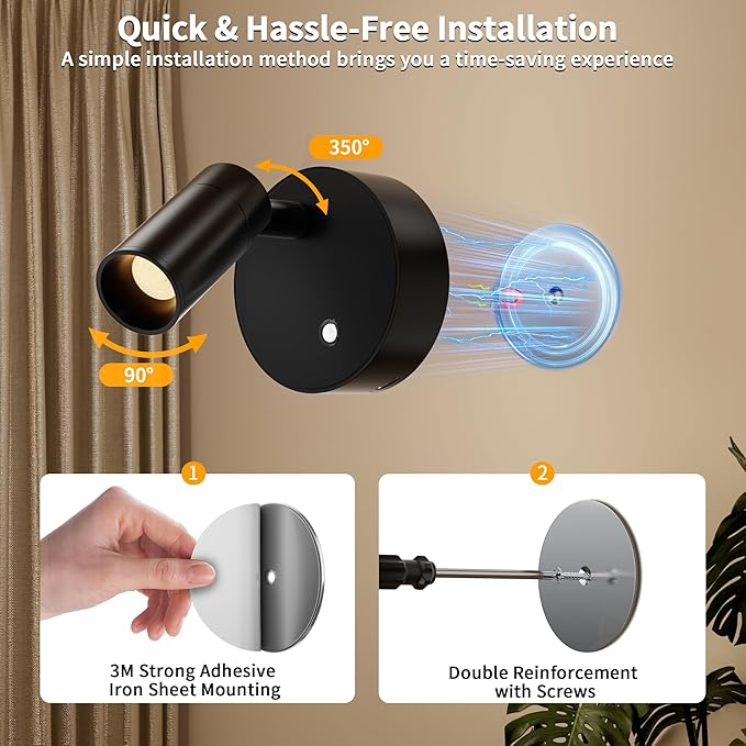 Rechargeable LED Spotlight Indoor: Wireless Battery Operated Spotlight with Remote Control Small Picture Spot Light Accent Uplighting for Plant Artwork Black