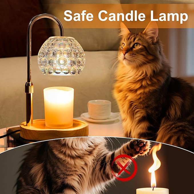 Candle Warmer Lamp with Timer Dimmable, Birthday Gifts for Women Mom, Adjustable Height Wax Warmer Lamp for Jar Candles, House Warming Gifts & Modern Room Decor, Transparent