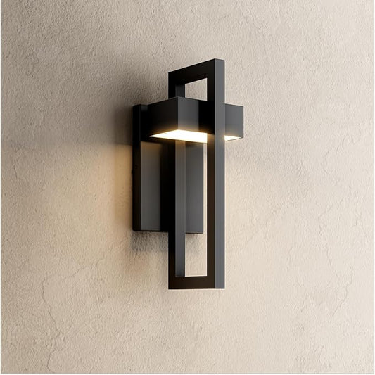 𝗠𝗢𝗗 𝗟𝗜𝗚𝗛𝗧𝗜𝗡𝗚 Terri | Modern Outdoor Wall Lights LED 10W, Exterior Wall Sconce Lights, Stainless Steel Outdoor Light Fixture, Waterproof IP65, 1 Pack (Black | Warm White 3000K | Small 14")