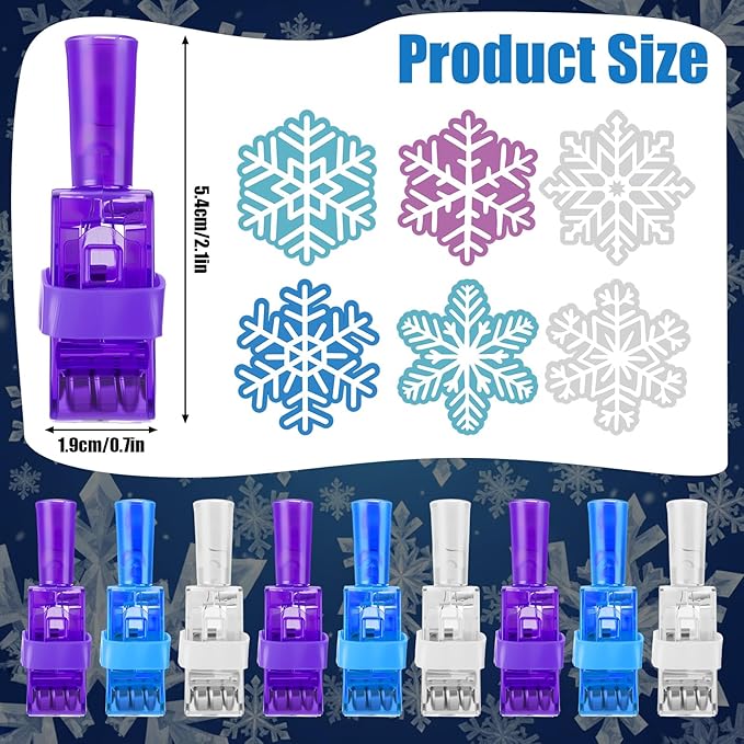 Tuanse 24 Pcs Snowflake Finger Lights, Glow in The Dark Party Favors Bulk for Kids, Winter Princess Birthday Supplies, Light up Finger Lights for Prizes, Piñata Stuffers and Party Decorations