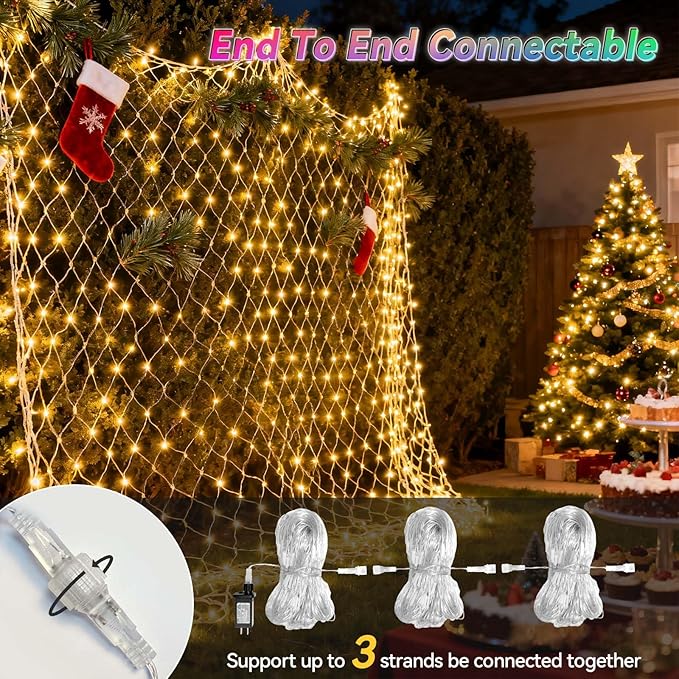 LitHome 10 x 10FT Christmas Net Lights Outdoor, 35 Colors Changing 240 LED Christmas Net Lights with Remote Connectable, 9 Modes RGB Mesh Light Plug in for Bushes, Xmas, Garden, Gazebo, Holiday Decor