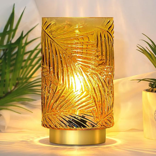 Battery Operated Table Lamp, Cordless Lamps for Home Decor, Battery Powered Nightlight with LED Bulb with Timer, Decorative Lights for Living Room Bedroom Tabletop Entryway Centerpiece Gift (L Yellow)