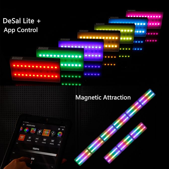 A1 Camera Lights,Portable RGB Video Lights Mini LED Panel Full Color Photography Lighting,10w 2000K-20000K Pixel-Mappable Light,Magnet Adsorption,Wireless Charging,36 Lighting Effects for Vlog