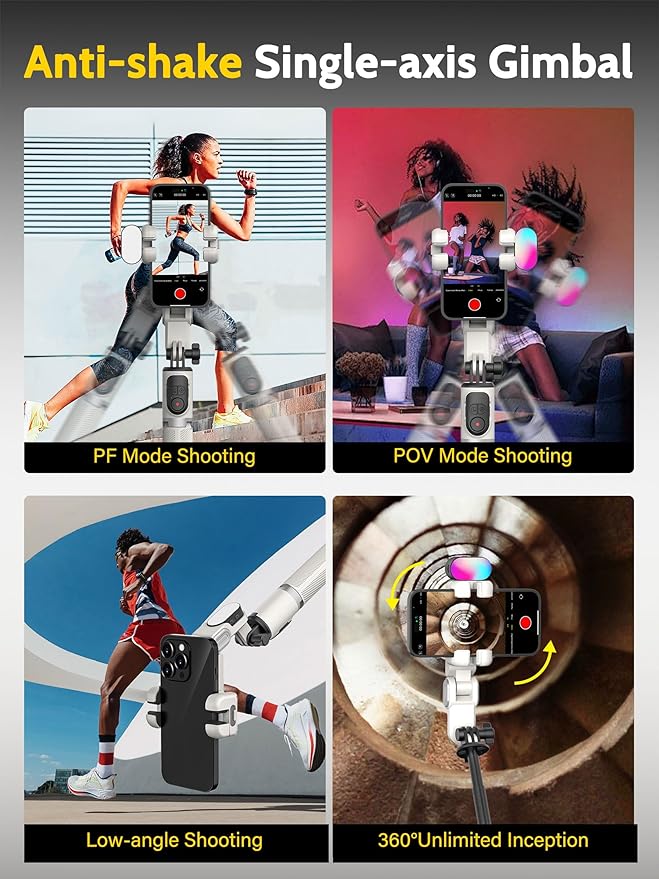 AOCHUAN Auto Face Tracking Tripod 360 Rotation w/Stand for iPhone Android,Selfie Stick Phone Stand 360 Rotating for Video Recording,Phone Holder Follow You w/Remote,RGB Light for TikTok(M2Pro White)