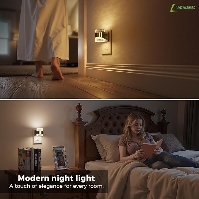 L LOHAS LED 4 Pack 3CCT Night Lights Plug into Wall, 3000K/4000k/5000K Adjustable Color Temperature Night Light,Bubble Nightlight with Dusk to Dawn Sensor for Rooms Bathroom Hallway