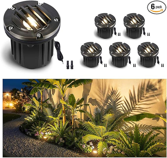 Gardenreet Low Voltage Well Light - Brass Ip65 All Weather In-Ground Hardwired LED Lighting, 12V Directional Fixture, Antique Bronze for Floor Tree Pathway Without MR16 Bulb