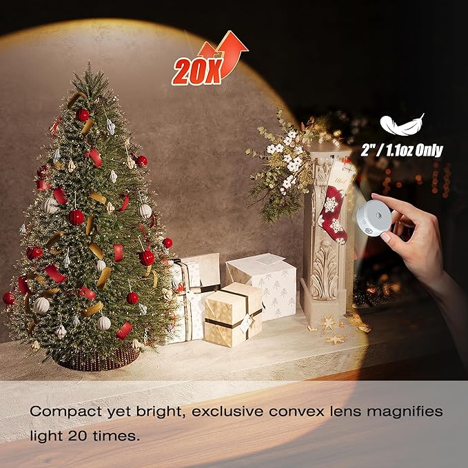 2" Rechargeable Mini Puck Lights w/Lanyard, Renter Friendly Magnetic Stick On Battery Operated Lights, Wireless Motion Sensor Light Indoor for Closet, Wall, Shelves, Kitchen, Locker - 3Pack/White