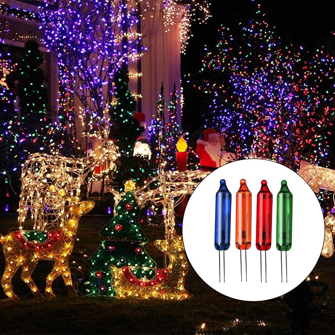 Ruisita 240 Pieces Multi Color Mini Christmas 2.5 Volt Replacement Light Bulbs for Christmas Trees Decorations