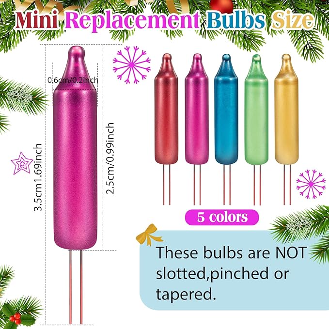 Mudder 500 Pcs Christmas Tree Replacement Light Bulbs 2.5v Christmas Light Bulbs Incandescent Xmas Decorative Replacement String Lights Outdoor Indoor(Watercolor)