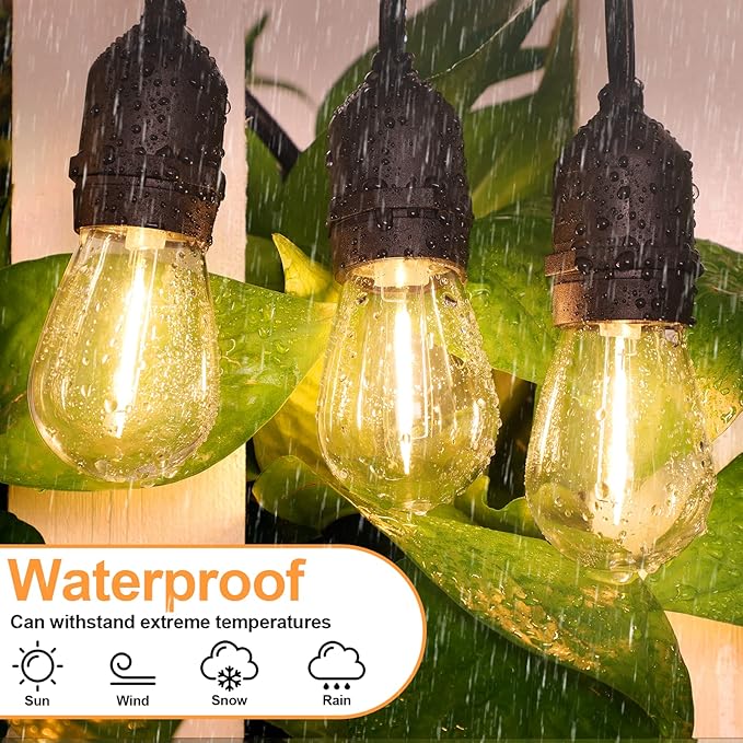 Mlambert 24 Pack LED String Light Bulbs,Shatterproof Outdoor String S14 Replacement Light Bulb,Waterproof 1W LED Edison Bulb Equal to 11W,Not Solar