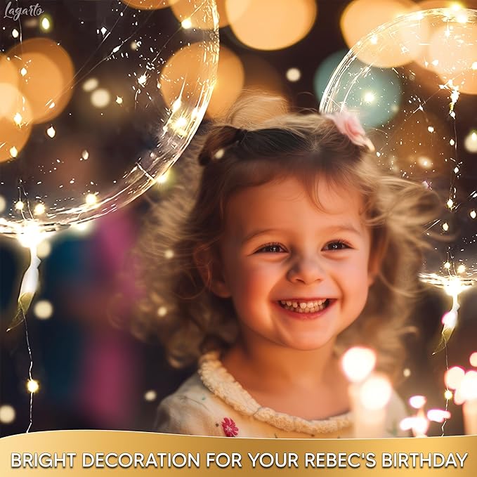 10 Pcs LED Balloons Light Up Balloons for Parties – Clear 18" Balloon with Gold String Lights & Individual Switch – Light Up Easter Decorations for Indoor & Outdoor Events, Batteries Not Included