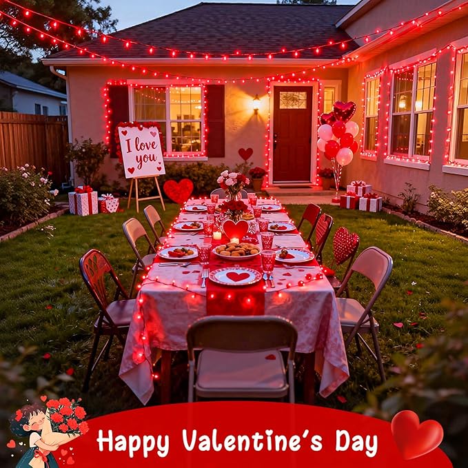 JMEXSUSS 2 Pack Solar String Lights Outdoor Waterproof, Total 66 FT 200 LED Solar Christmas Lights Outdoor, Twinkle Light for Christmas Tree Outside Garden Yard Xmas Decor, Red