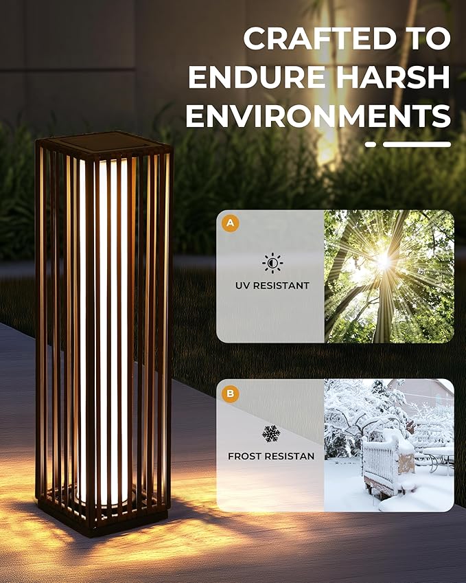 GREEN MORE Rattan Solar Patio Lights,50 Lumen Auto-On/Off Outdoor Floor Solar Lamp, IP65 Waterproof with 8H Runtime for Garden Pathways & Landscape Lighting,Brown