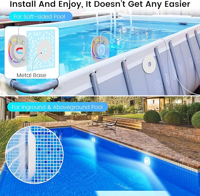 LyLmLe LED Pool Lights for Above Ground Pools with APP Control, 10W Smart Magnetic Pool Lights with Timer RGB Underwater Light, IP68 Waterproof 12V Light for Inground Aboveground Pools 26ft