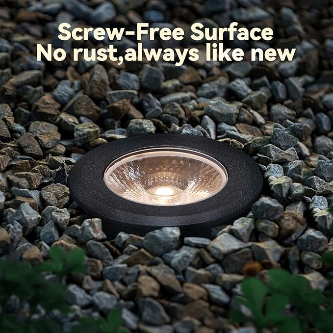 LEONLITE 3W 5CCT Well Lights Landscape LED In Ground, 12-24V AC/DC Low Voltage, CRI90 IP67 Inground Well Lights Outdoor, Black Aluminum Housing, Embedded Parts Included, Pack of 6