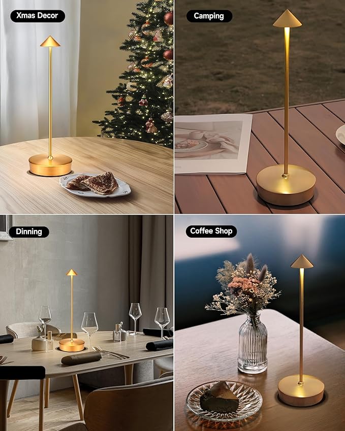 Cordless Led Table Desk Lamp 2 Pack, 7000mAh Battery Outdoor Table Light Waterproof for Restaurant Patio Camping Home Decor, USB-A Output, Brightness Memory, Dimmable