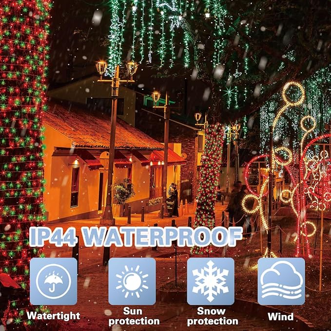 LAMPHOME Red and Green Christmas Lights, 66ft 200 LED String Lights,16 Modes Twinkle Fairy Light Plug in Waterproof for Indoor Outdoor,Christmas Tree Light for Holiday,Wedding Party,Xmas Decor