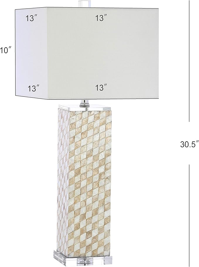JONATHAN Y JYL1048A Daniel 30.5" Seashell/Crystal LED Table Lamp Coastal Traditional Bedside Desk Nightstand Lamp for Bedroom Living Room Office College Bookcase LED Bulb Included, Cream