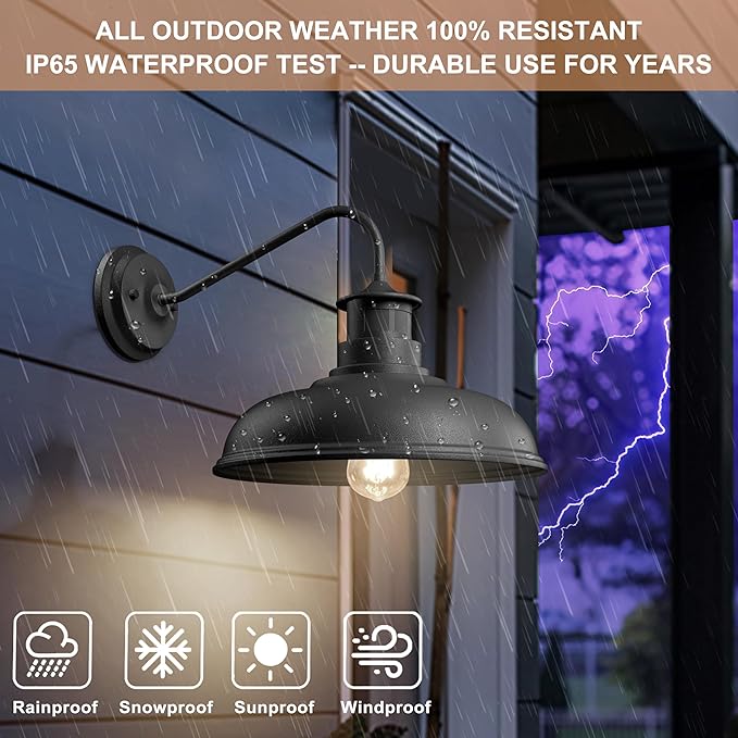 Set of 2 Gooseneck Outdoor Wall Lights Fixtures,Dusk to Dawn Motion Sensor Wall Sconce Farmhouse Barn Lamp for Patio,3 Modes Dimmable Exterior Porch Light Wall Mount Lighting with Rotary Dial Control