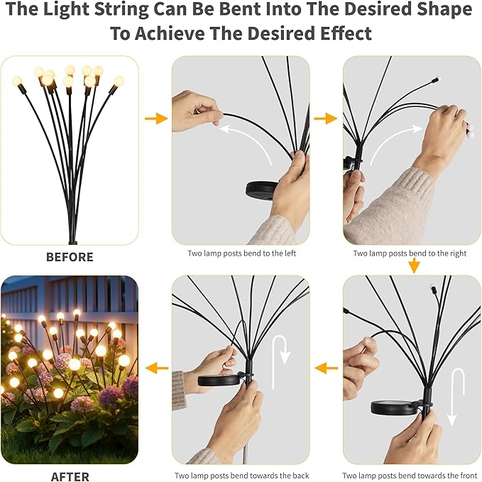 Outdoor Solar Lights Waterproof (4 Pack, 40 LED), Fairy Garden Decor, Fairy Tale Courtyard Decor, Firefly Lights, Solar Garden Lights, Solar Landscape Lights, Gifts for Women Who Have Everything