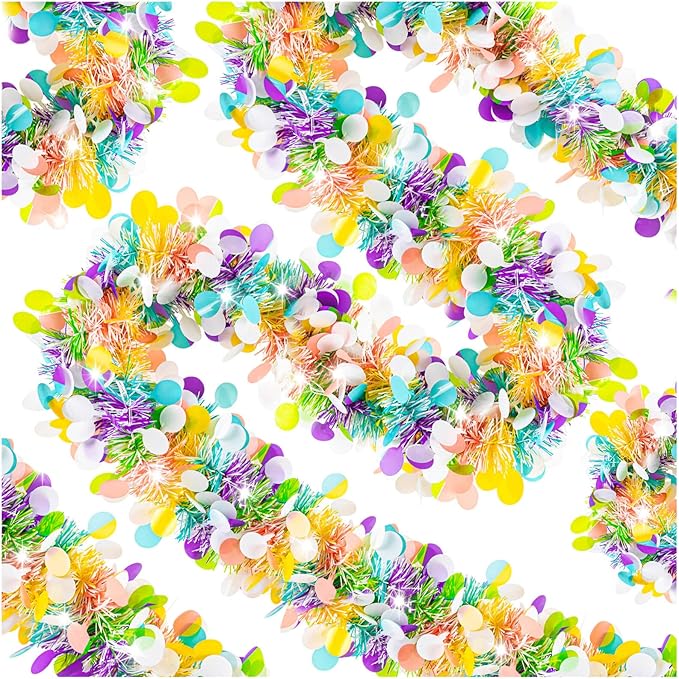 6 PCS Easter Tinsel Garland, 39.4 ft Egg Tinsel Garlands Colorful Fringe Easter Hanging Garland Decorations for for Easter Party Wedding New Years Home Indoor Outdoor Decor