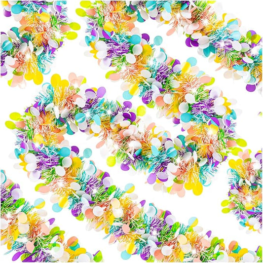 12 PCS Easter Tinsel Garland, 78.8 ft Egg Tinsel Garlands Colorful Fringe Easter Hanging Garland Decorations for for Easter Party Wedding New Years Home Indoor Outdoor Decor